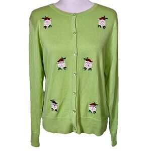 Vintage Crystal Kobe Women’s Ugly Christmas Sweater Santa Sequence Beaded Sz Lg